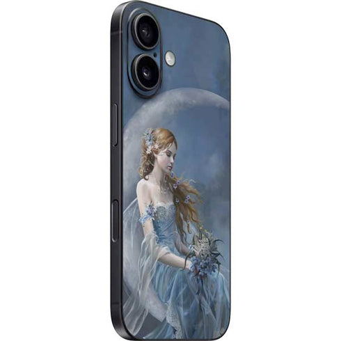Fairy with Black Cat Sitting on Moon by Nene Thomas iPhone 16 Plus Skin